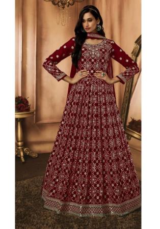 Picture of Splendid Georgette Maroon Readymade Gown