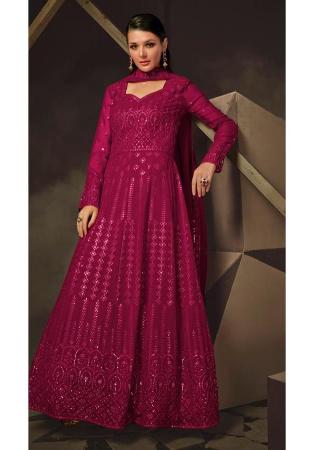 Picture of Excellent Georgette Medium Violet Red Readymade Gown