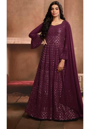 Picture of Alluring Georgette Purple Readymade Gown