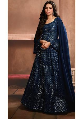 Picture of Pleasing Georgette Midnight Blue Readymade Gown