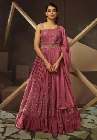 Picture of Gorgeous Georgette Light Pink Readymade Gown