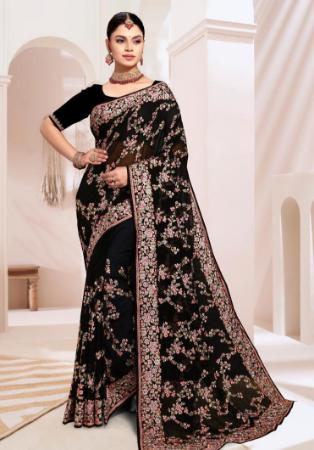 Picture of Pleasing Georgette Black Saree