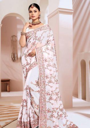 Picture of Excellent Georgette White Saree