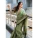 Picture of Fine Silk Dark Olive Green Saree