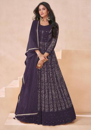 Picture of Charming Georgette Dim Gray Anarkali Salwar Kameez