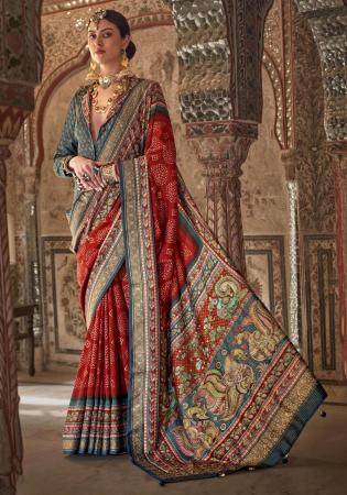 Picture of Pretty Silk Fire Brick Saree