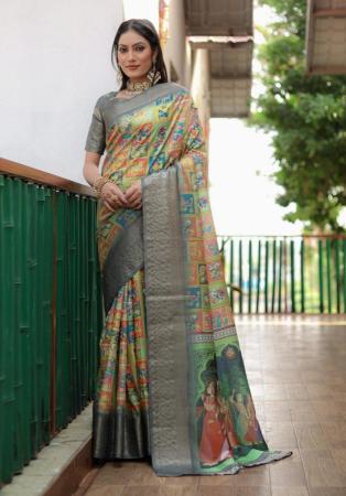 Picture of Ideal Silk Dark Khaki Saree