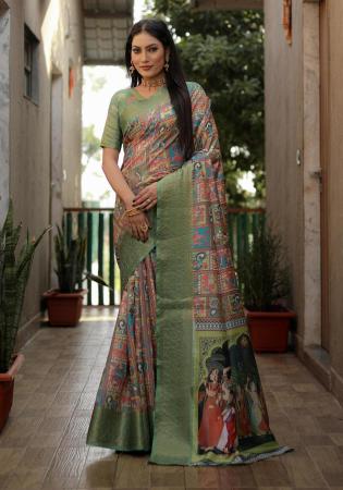 Picture of Delightful Silk Dark Khaki Saree