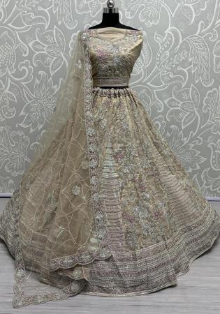 Picture of Stunning Silk Beige Lehenga Choli