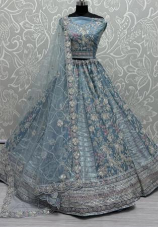 Picture of Elegant Silk Cadet Blue Lehenga Choli