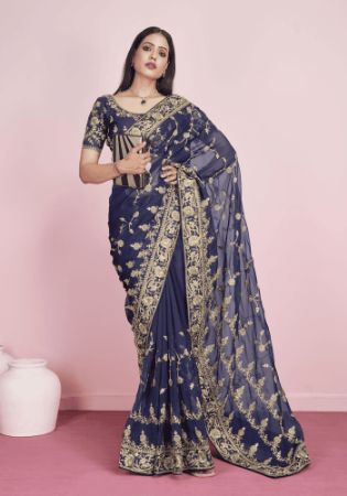 Picture of Beauteous Organza Navy Blue Saree