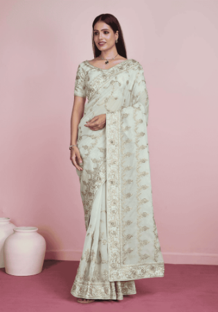 Picture of Delightful Organza Off White Saree