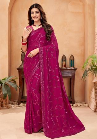 Picture of Appealing Georgette Purple Saree