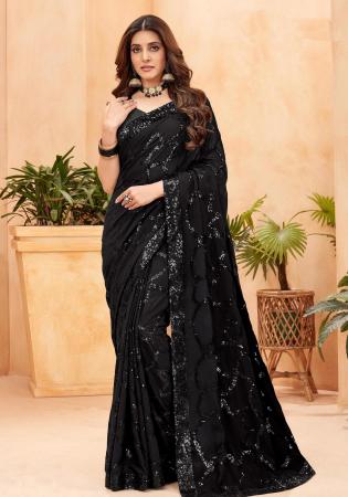 Picture of Exquisite Georgette Black Saree