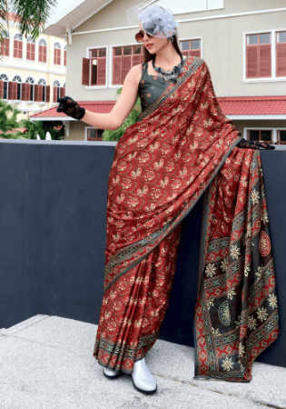 Picture of Splendid Satin & Silk Brown Saree