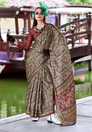 Picture of Appealing Satin & Silk Rosy Brown Saree