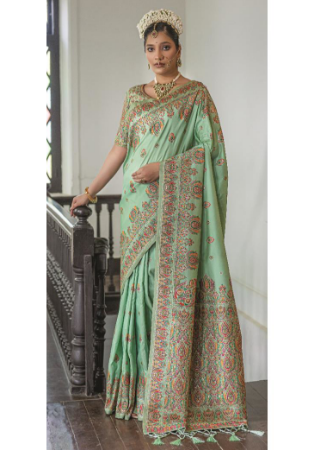 Picture of Radiant Silk Dark Olive Green Saree