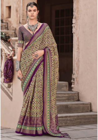 Picture of Beautiful Silk Rosy Brown Saree