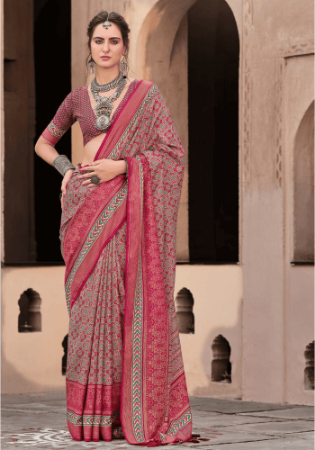 Picture of Fine Silk Rosy Brown Saree