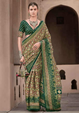 Picture of Sightly Silk Medium Sea Green Saree