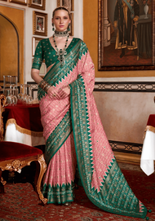 Picture of Enticing Silk Pale Violet Red Saree