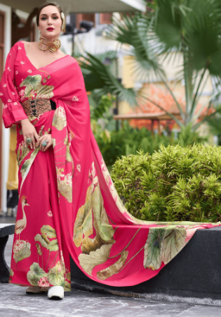 Picture of Alluring Georgette Pink Saree