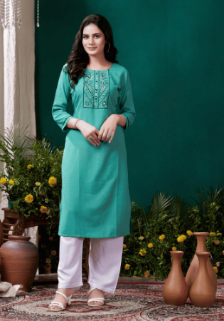 Picture of Amazing Cotton Light Sea Green Kurtis & Tunic