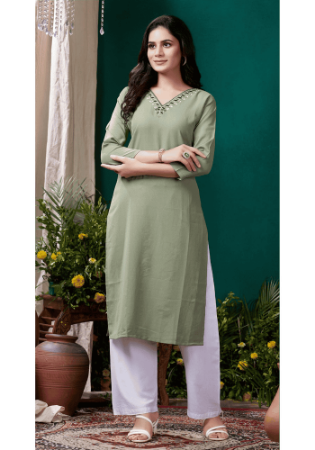 Picture of Exquisite Cotton Dark Sea Green Kurtis & Tunic