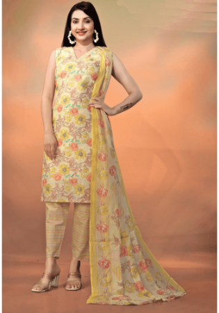 Picture of Light Golden Rod Yellow Readymade Salwar Kameez