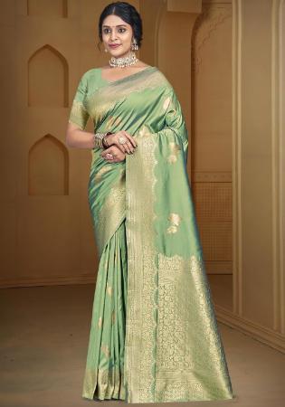 Picture of Exquisite Silk Dark Sea Green Saree