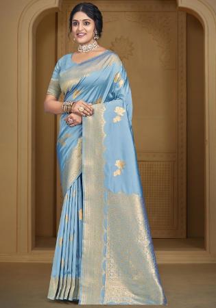 Picture of Splendid Silk Light Steel Blue Saree