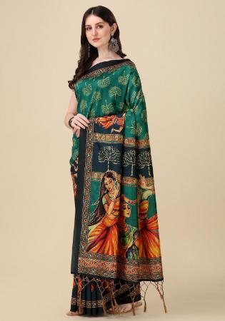 Picture of Fine Silk Forest Green Saree