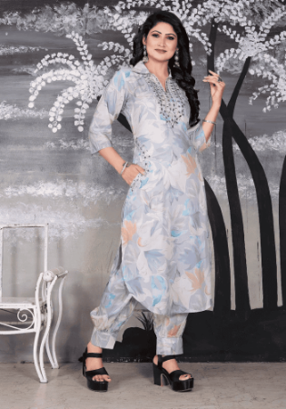 Picture of Magnificent Cotton Light Steel Blue Kurtis & Tunic