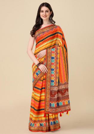 Picture of Elegant Linen Tomato Saree