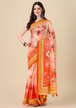 Picture of Lovely Linen Dark Salmon Saree