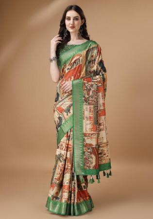 Picture of Fascinating Silk Pale Golden Rod Saree