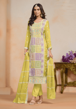 Picture of Enticing Organza Peru Straight Cut Salwar Kameez