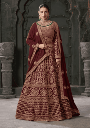 Picture of Wonderful Georgette Maroon Lehenga Choli