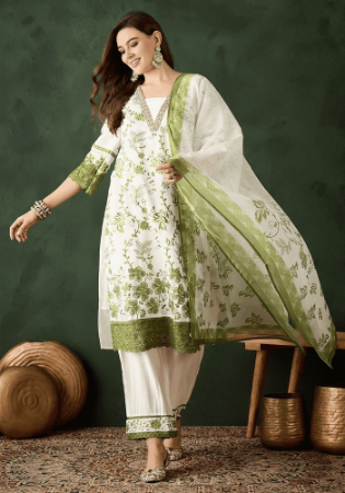 Picture of Silk & Organza Off White Readymade Salwar Kameez