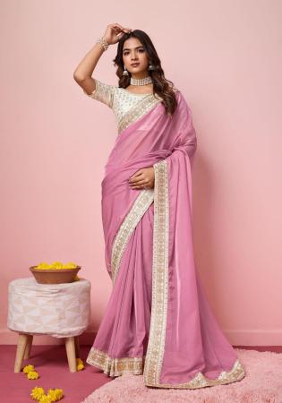 Picture of Beauteous Organza Pale Violet Red Saree