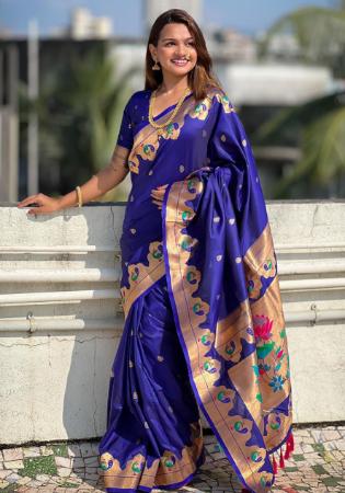 Picture of Charming Silk Dark Slate Blue Saree