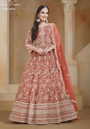 Picture of Excellent Net Indian Red Anarkali Salwar Kameez