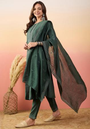 Picture of Shapely Silk Sea Green Readymade Salwar Kameez