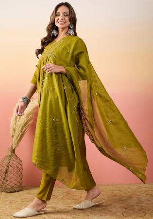 Picture of Ideal Silk Olive Readymade Salwar Kameez