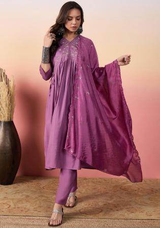 Picture of Marvelous Silk Purple Readymade Salwar Kameez