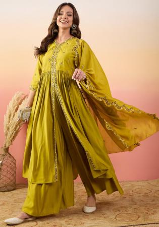 Picture of Pleasing Silk Golden Rod Readymade Salwar Kameez