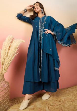 Picture of Sightly Silk Teal Readymade Salwar Kameez