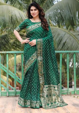 Picture of Admirable Silk Dark Green Saree