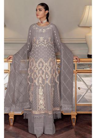 Picture of Bewitching Net Dark Grey Straight Cut Salwar Kameez