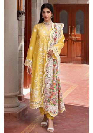 Picture of Rayon & Cotton Golden Rod Anarkali Salwar Kameez